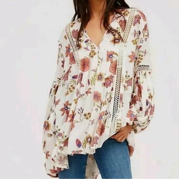 Free People Tops - Free People Just The Two Of Us Floral Tunic Top XS | Boho Peasant